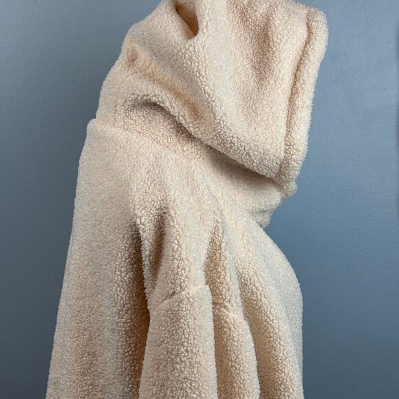 Anthropologie Porridge Gillian Sherpa Hoodie Jacket Coat Cream Cozy Large - Picture 5 of 9